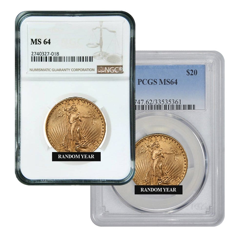 Image of \\$20 MS-64 St. Gaudens Double Eagle Gold Coins (NGC or PCGS) - Random Year