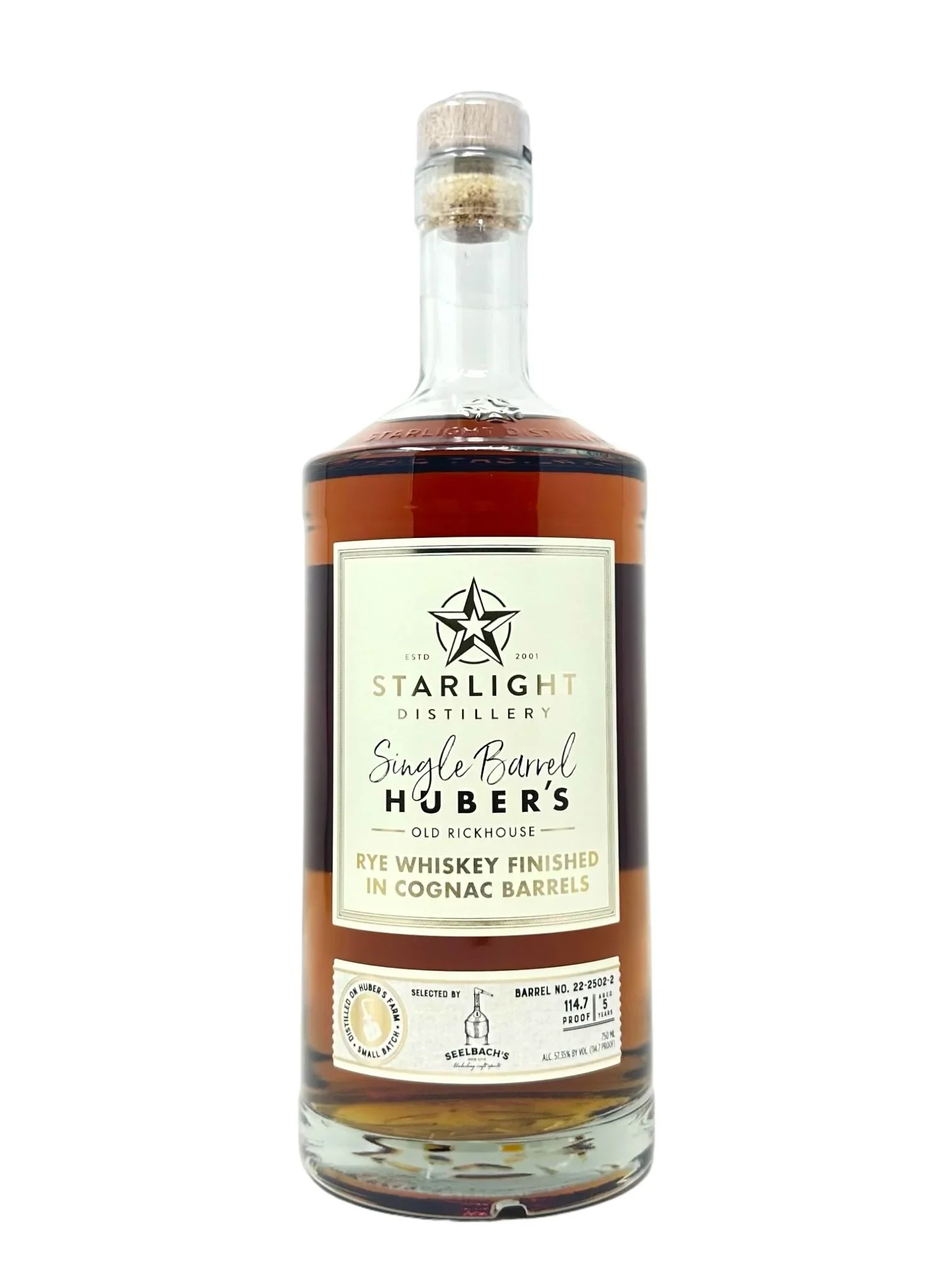 Image of Starlight Distillery Cognac Finished Rye Whiskey Barrel# 22-2502-2 114.7 proof - Selected by Seelbach's