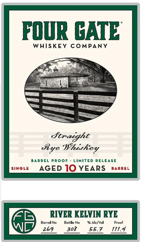 Image of Four Gate Whiskey Co. 10-Year "River Kelvin Rye" Straight Rye Whiskey