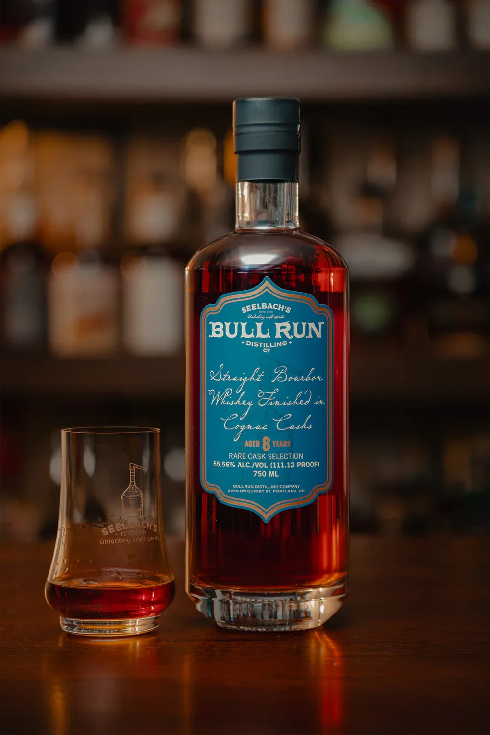 Image of Bull Run Distillery 8-Year Single Barrel Bourbon Cognac Finish 111.12 proof - Selected by Seelbach's