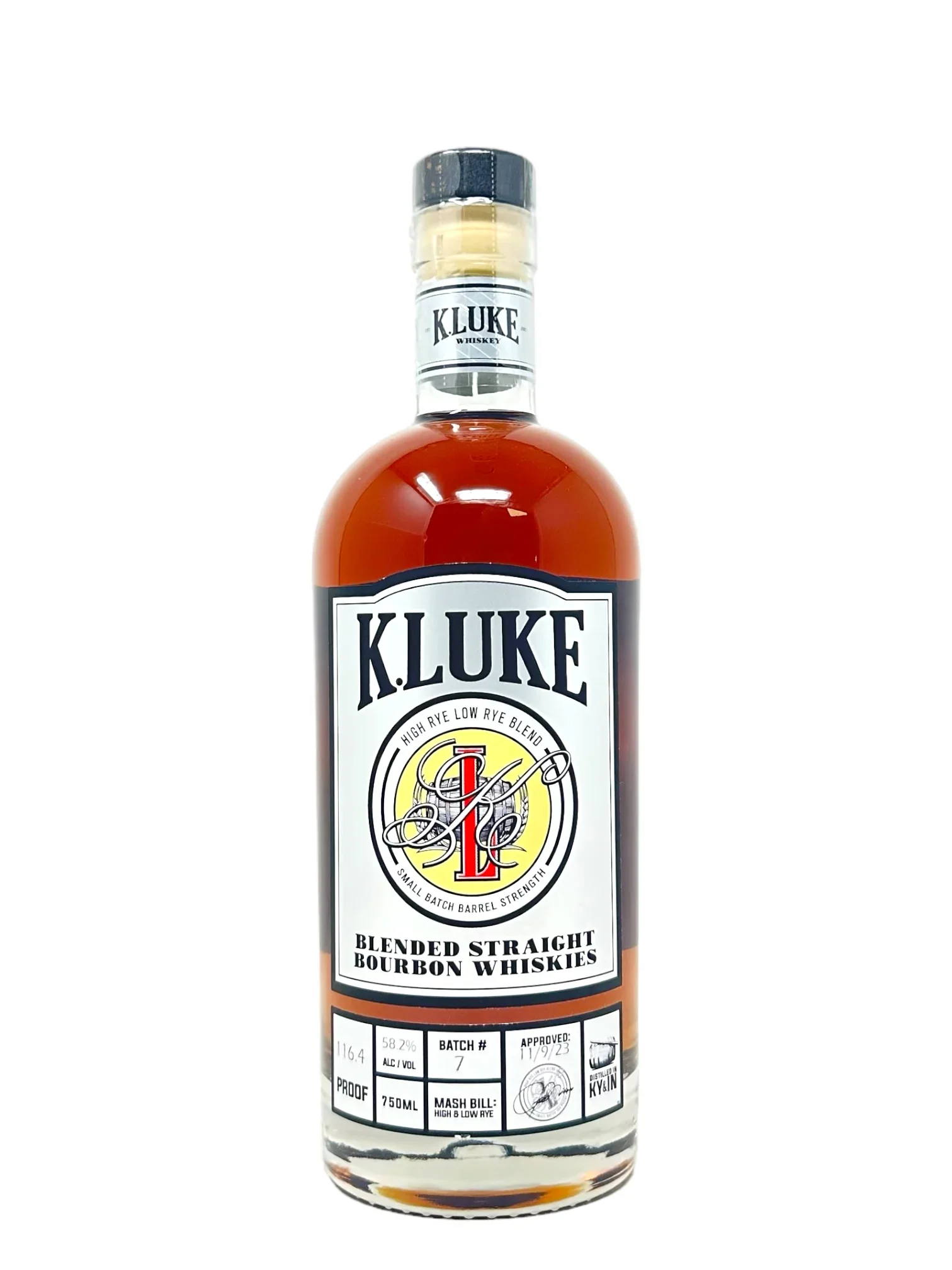 Image of K.LUKE Small Batch Barrel Strength Bourbon Batch 7 116.4 proof