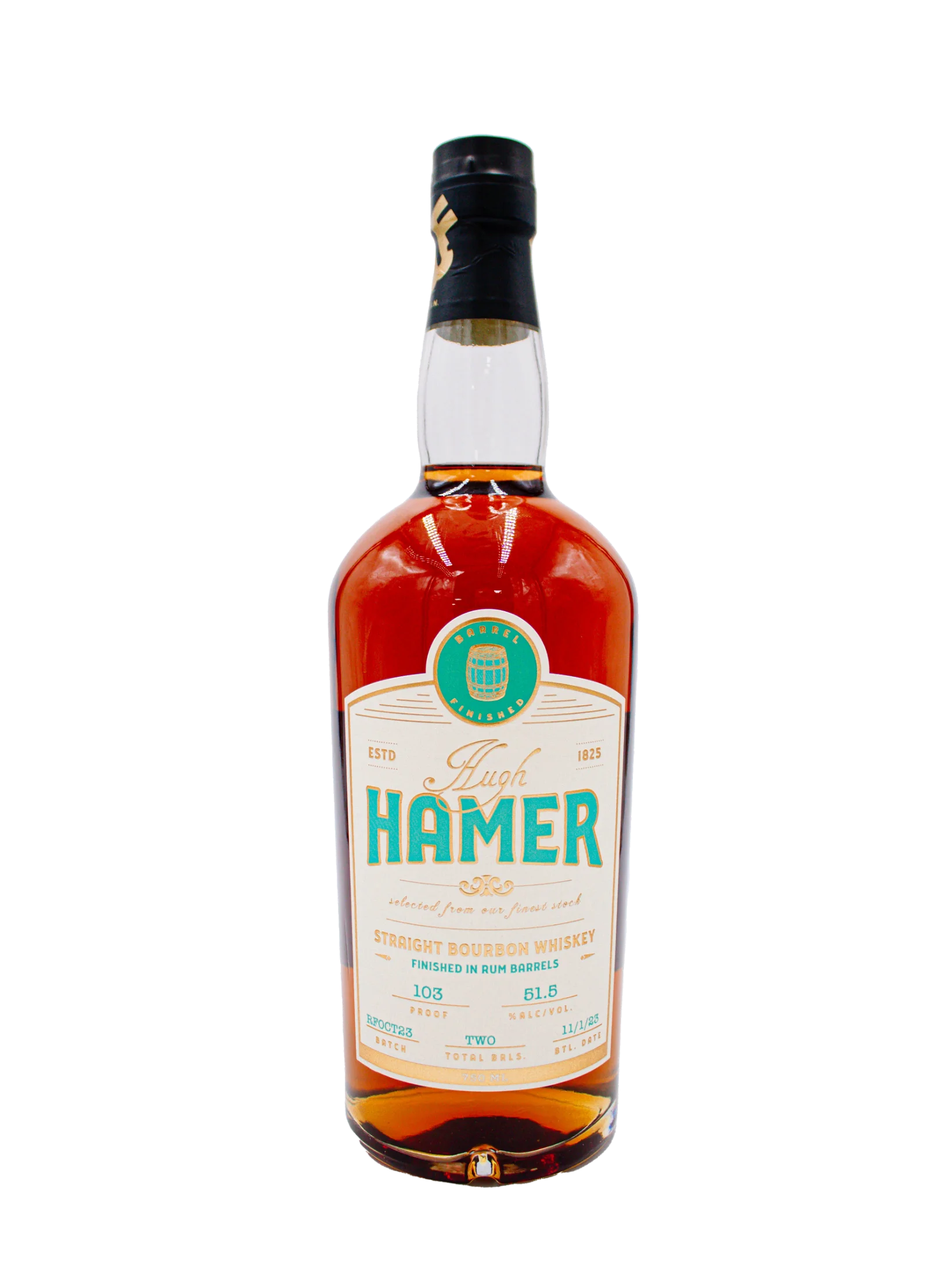 Image of Hugh Hamer Straight Bourbon Whiskey Finished in Rum Barrels