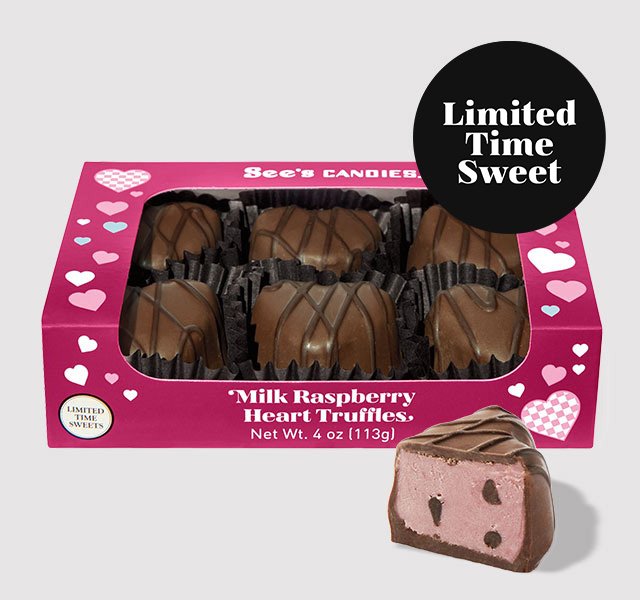 Limited Time Sweet: Milk Raspberry Heart Truffles