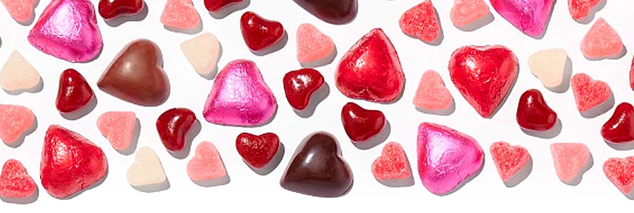 Chocolate Hearts, Red Hot Hearts, & Sour Hearts