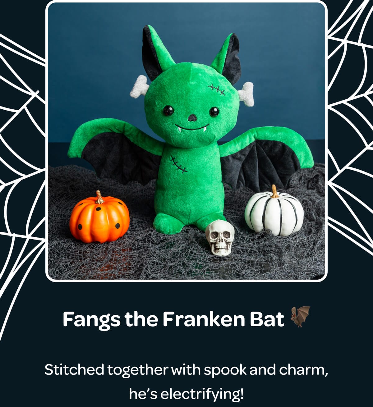 Fangs the Franken Bat 🦇 Stitched together with spook and charm, he’s electrifying!