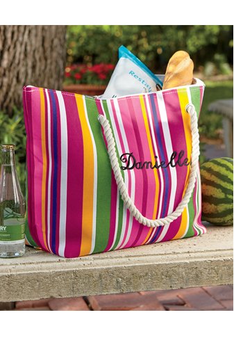 Personalized Striped Tote