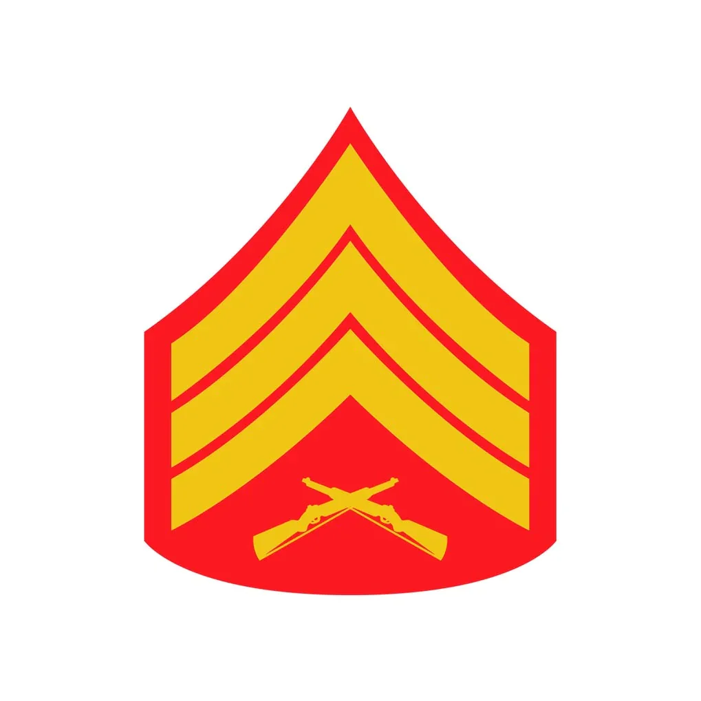 Image of Sergeant Red and Gold Rank Insignia Decal