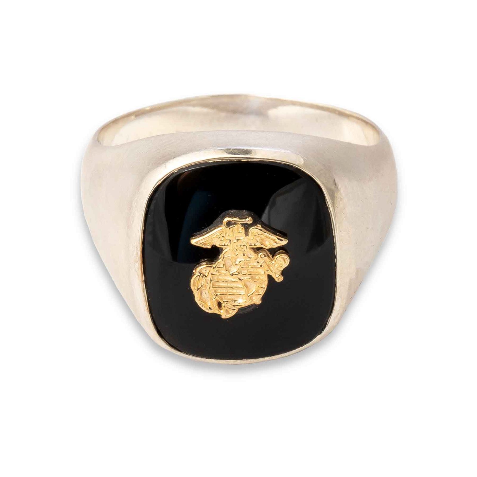 Image of Sterling Silver Ring With 14K Gold EGA and Black Stone