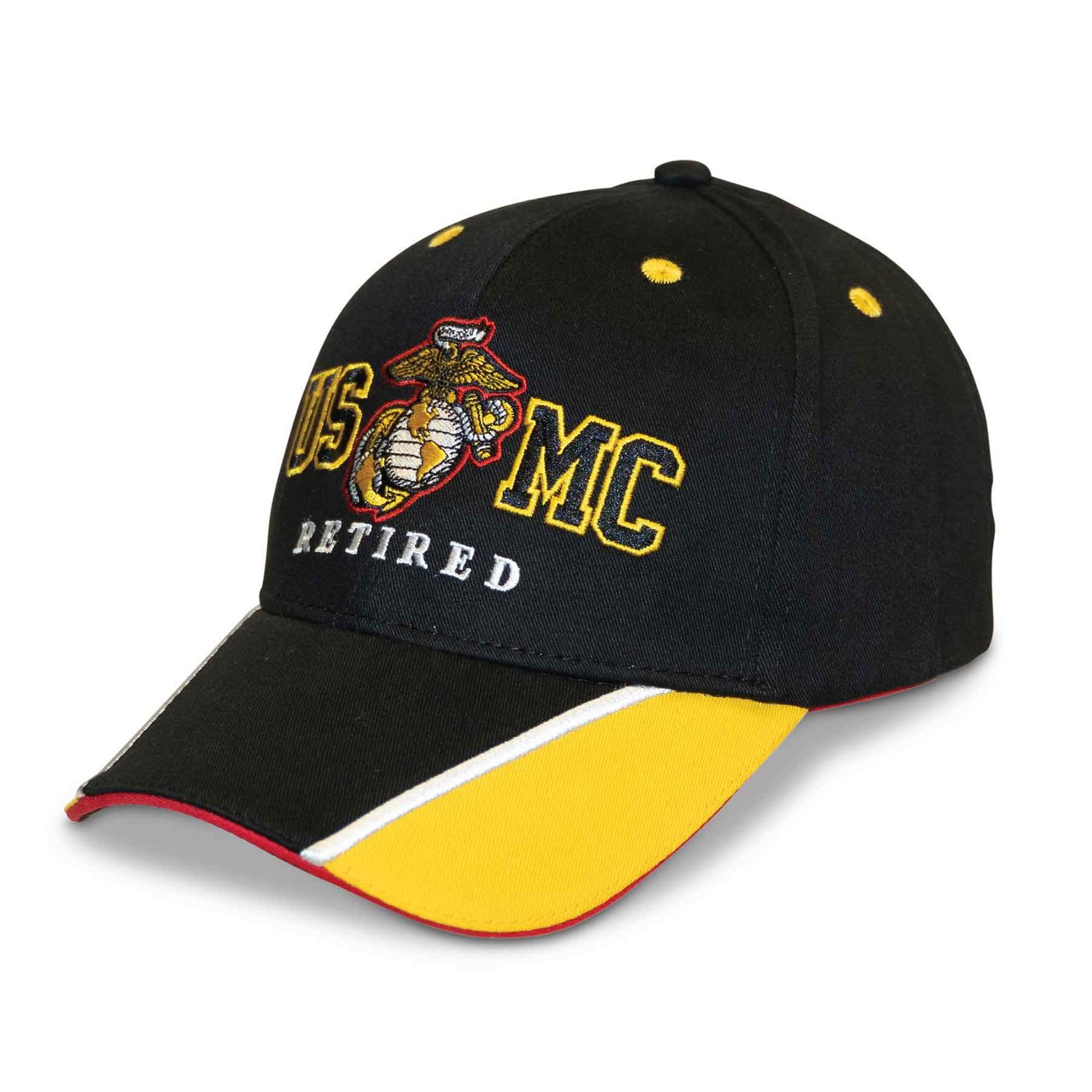 Image of USMC Retired Hat- Personalized- Black and Gold