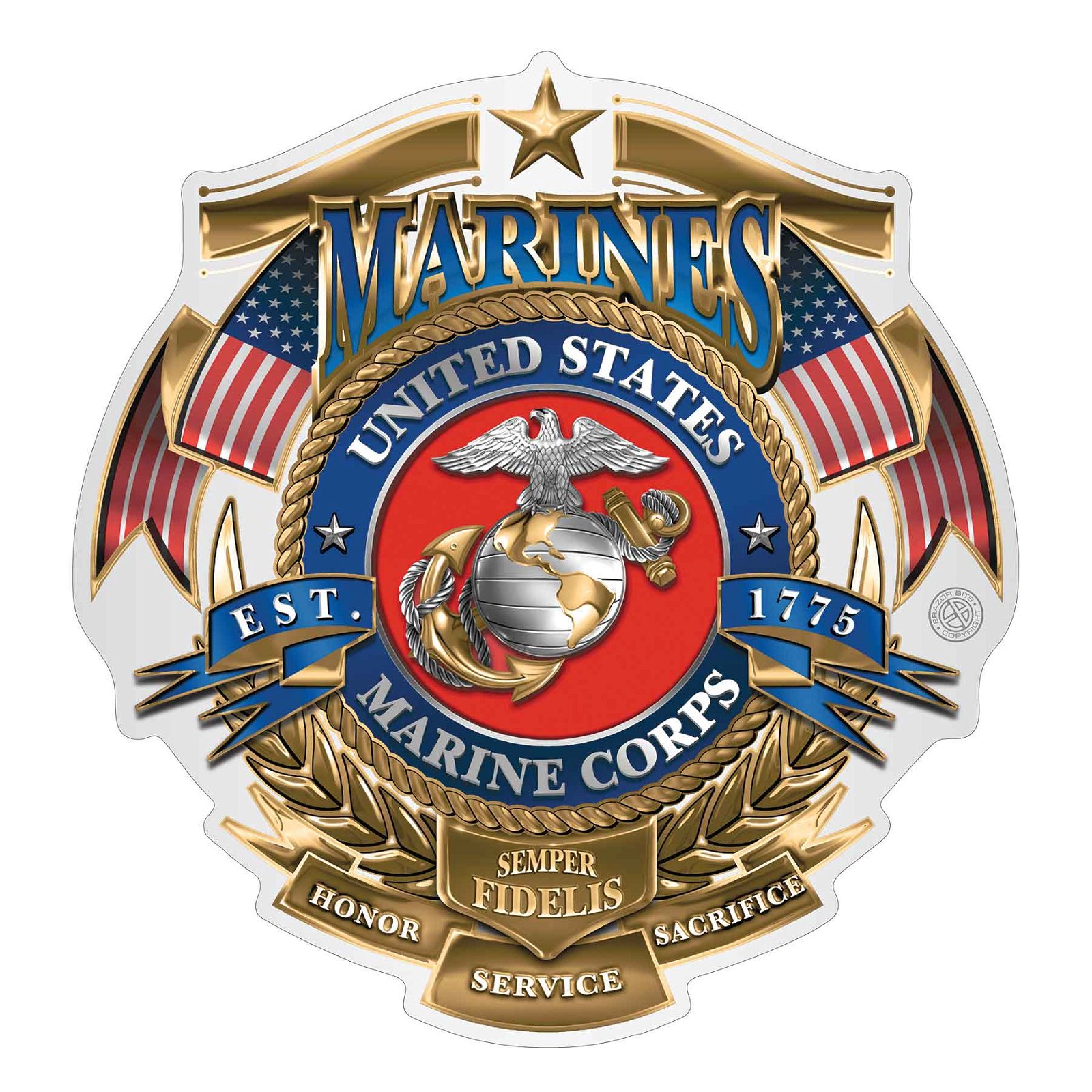 Image of USMC Badge Of Honor Reflective Decal