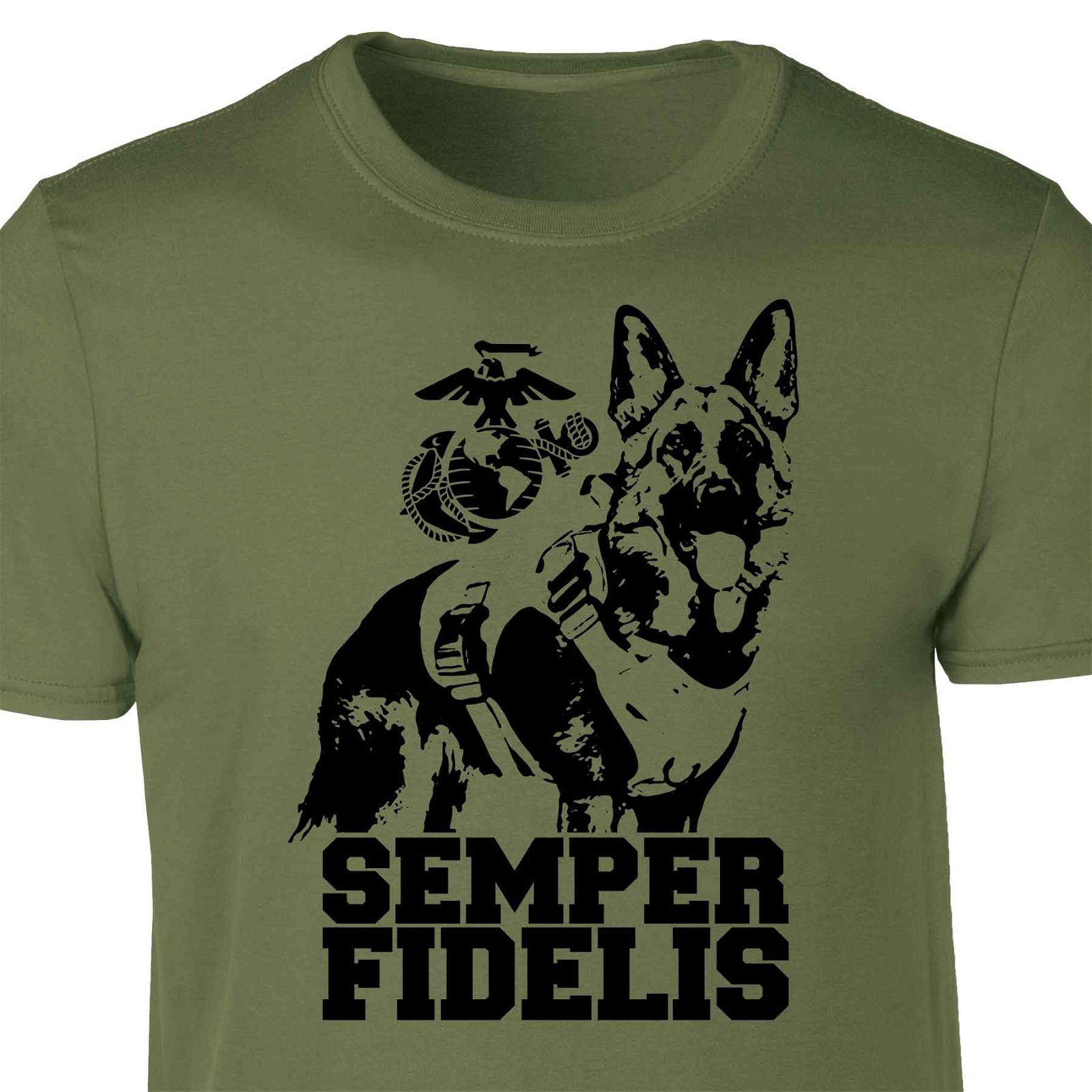 Image of Marine Corps K-9 T-shirt with German Shepherd Graphic Design