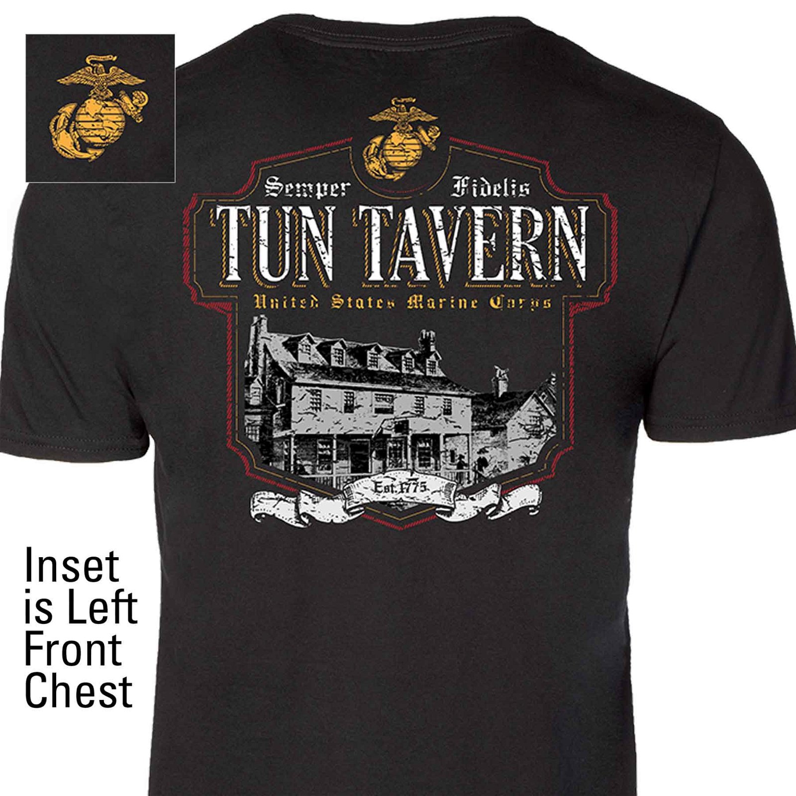 Image of Semper Fidelis Tun Tavern Back With Left Chest T-shirt