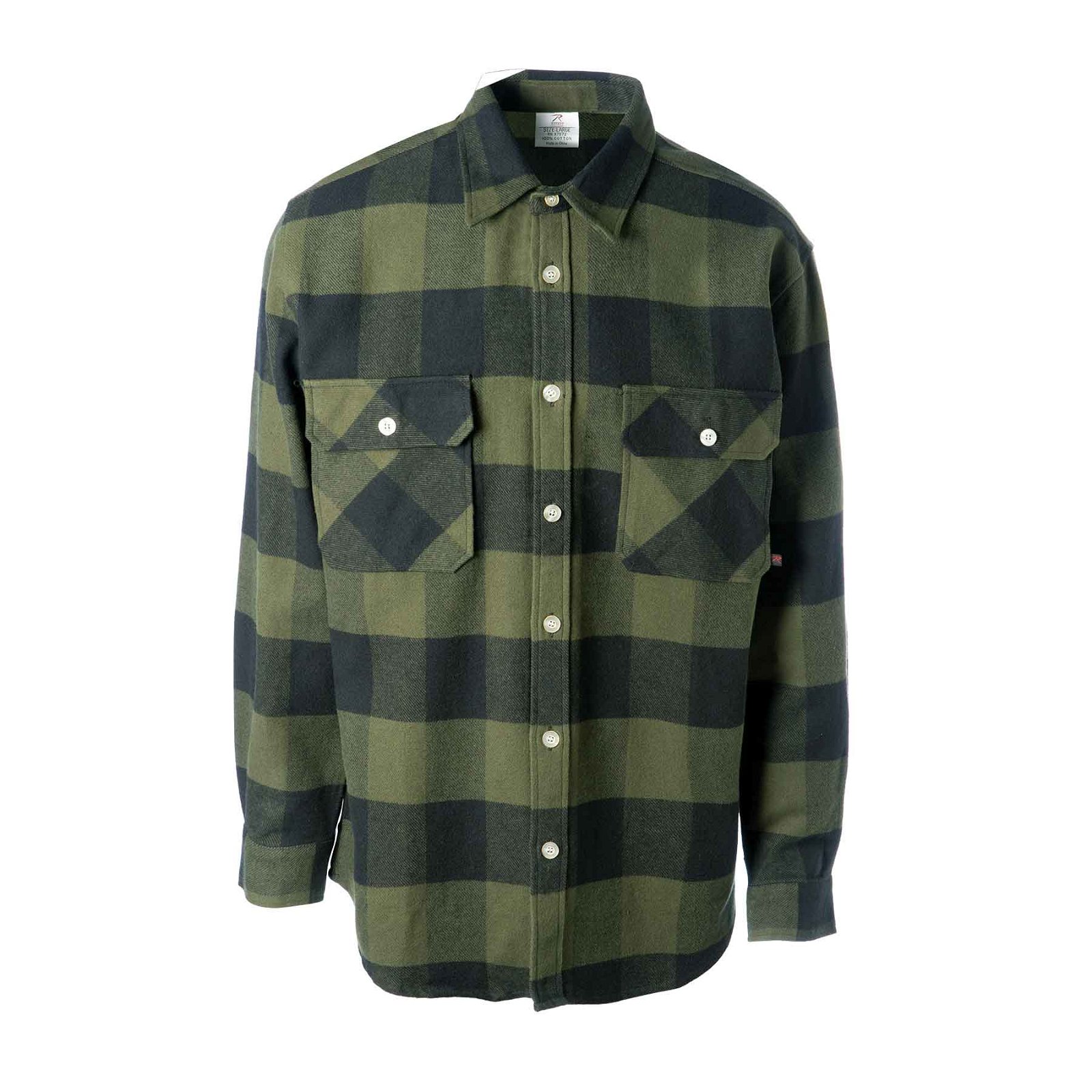 Image of Extra Heavyweight Flannel Shirt- OD Green Plaid