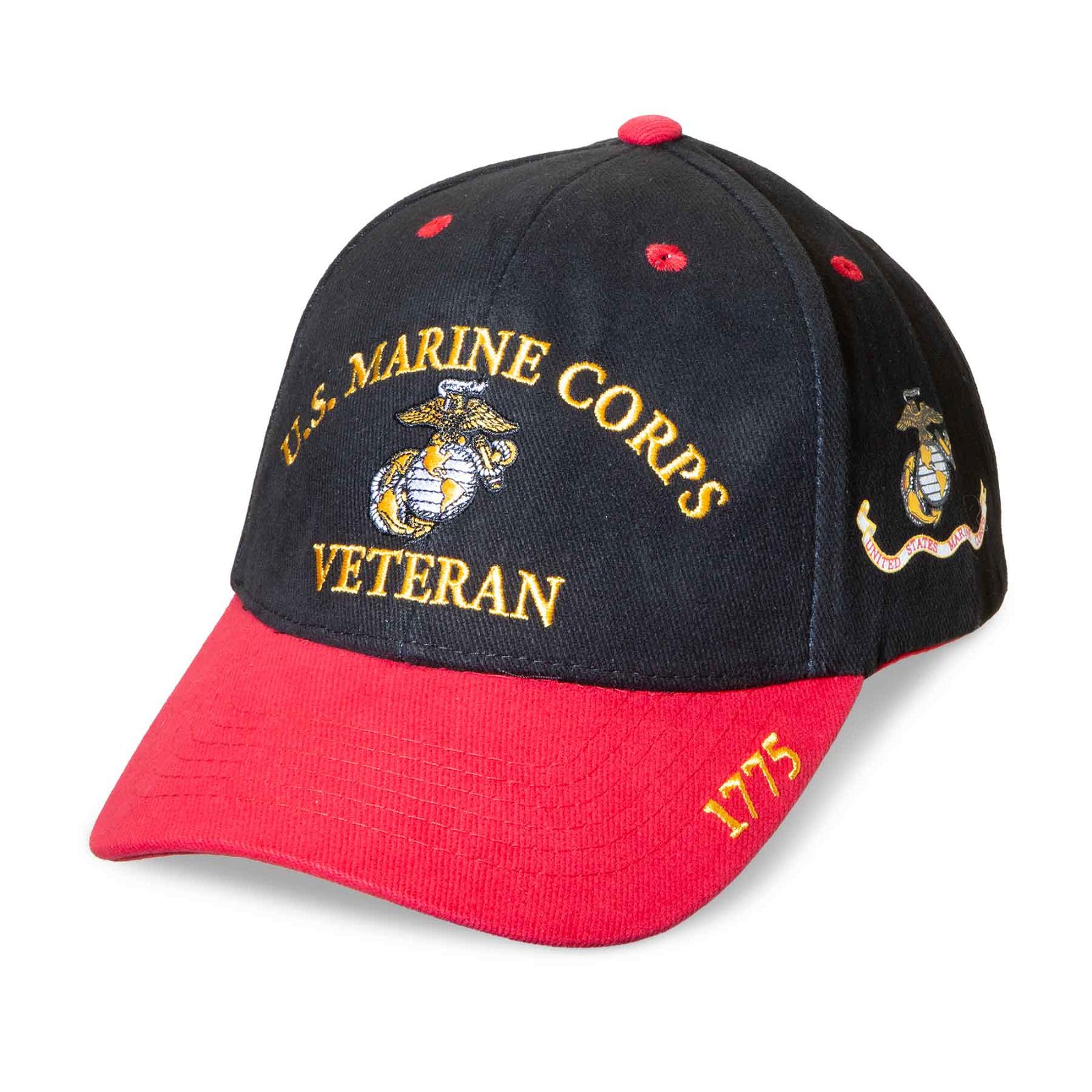 Image of USMC Red & Black Veteran Hat