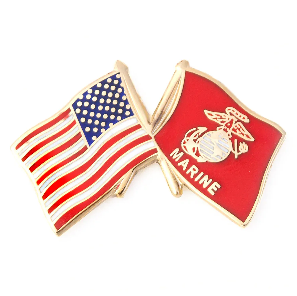 Image of USA and USMC Flag Pin