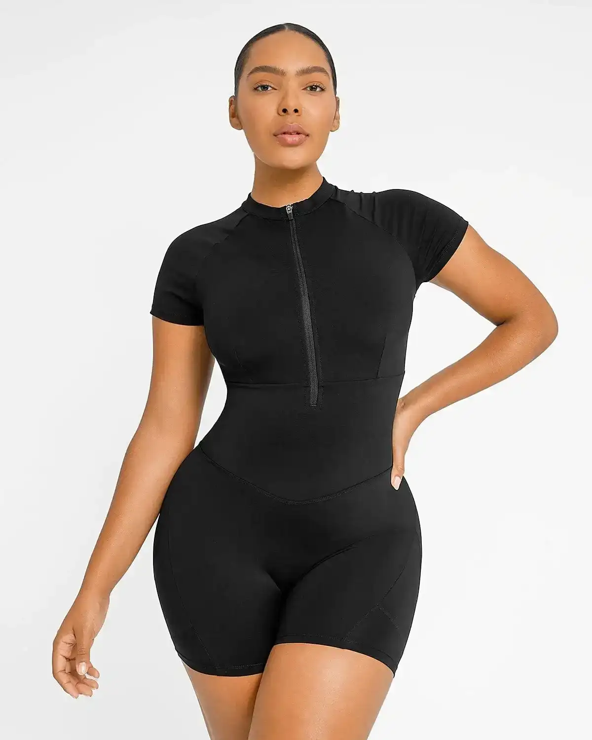 Image of AirSlim® Short Sleeve Zip Up Jumpsuit