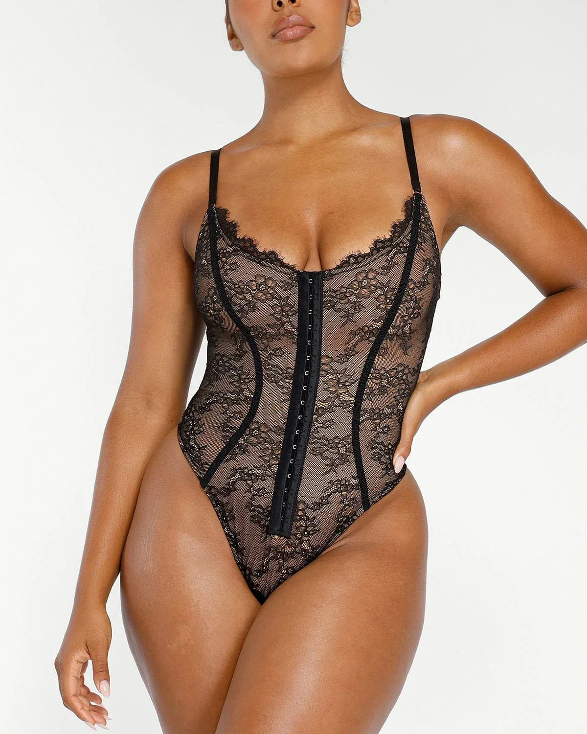 Image of Lace Glamour Flawless Fit Thong Bodysuit