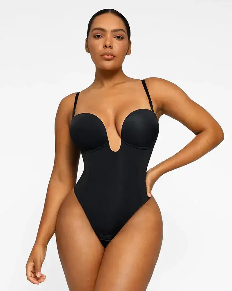 Image of AirSlim® Deep Plunge Low-Back Thong Bodysuit