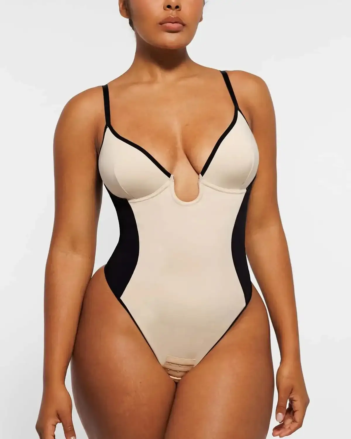 Image of AirSlim® Deep Plunge Thong Shaping Bodysuit