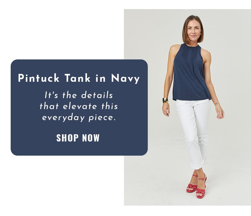 Pintuck Tank in Navy