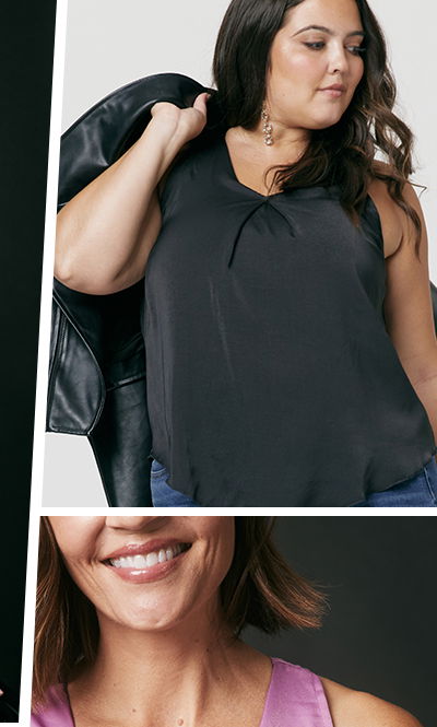 The Stella Satin V-neck Bra Blouse JET BLACK