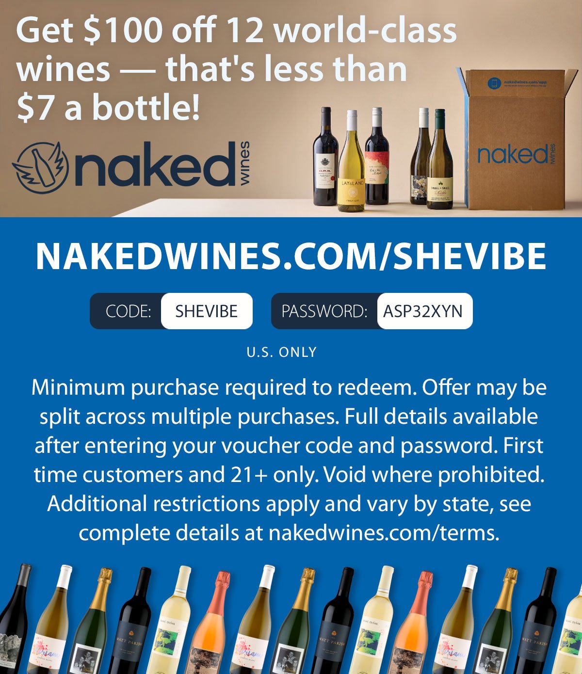 Get \\$100 off 12 world-class wines — that's less than \\$7 a bottle!