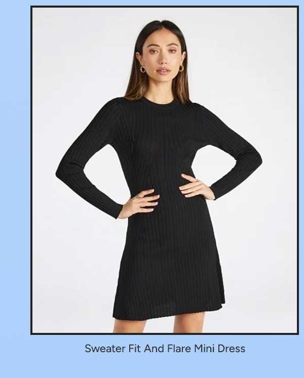 SWEATER FIT AND FLARE MINI DRESS