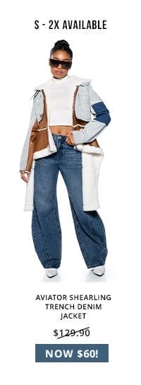 AVIATOR SHEARLING TRENCH DENIM JACKET