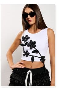 FLOWERS EVERYWHERE TANK IN BLACK