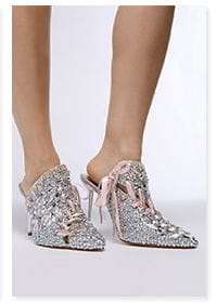 AZALEA WANG SOULMATE SILVER EMBELLISHED PUMP WITH RIBBON DETAIL