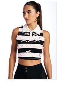 WANNA LOVE YOU STRIPE TANK WITH BOW