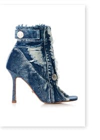 AZALEA WANG TANDY DENIM PEEP TOE BOOTIE