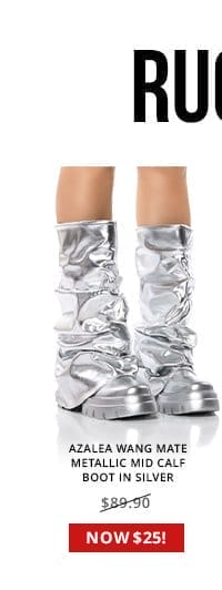 AZALEA WANG MATE METALLIC MID CALF BOOT IN SILVER