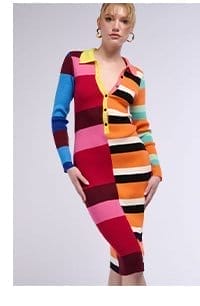 THE MAIN ATTRACTION COLOR BLOCKED MIDI DRESS