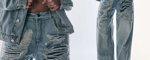 EASY BREEZY DISTRESSED DENIM PANTS