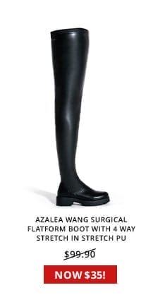 AZALEA WANG SURGICAL FLATFORM BOOT WITH 4 WAY STRETCH IN STRETCH PU