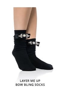 LAYER ME UP BOW BLING SOCKS