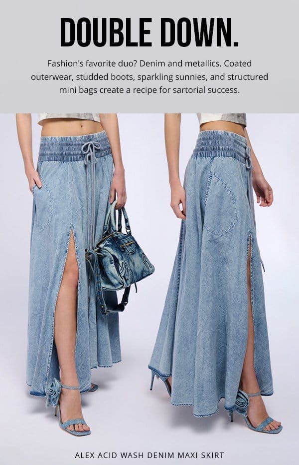 ALEX ACID WASH DENIM MAXI SKIRT