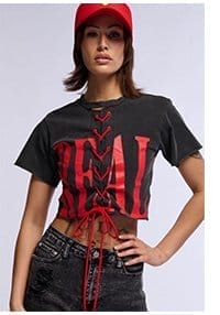 THE REAL DEAL LACE UP GRAPHIC TEE