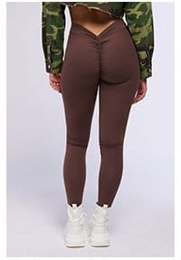 ON THE RUN RUCHED LEGGING IN BROWN