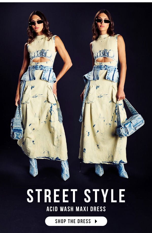 STREET STYLE ACID WASH MAXI DRESS