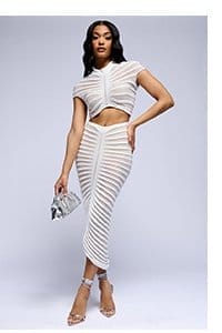 CLEO SEMI SHEER MAXI SKIRT IN WHITE