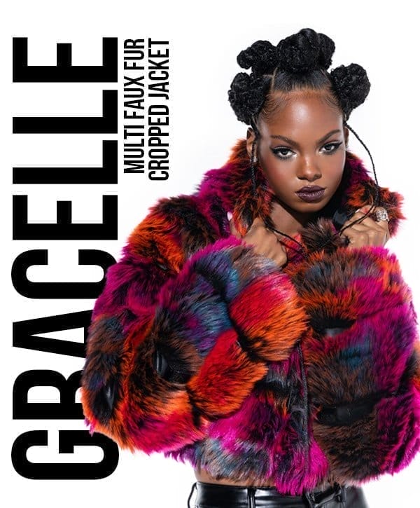 GRACELLE MULTI FAUX FUR CROPPED JACKET