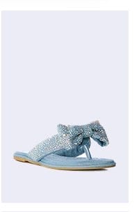 AZALEA WANG EILEEN EMBELLISHED FILP FLOP SANDAL IN DENIM