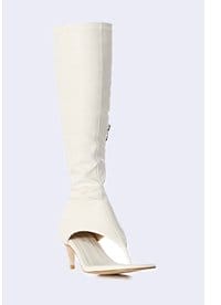 AZALEA WANG CECILE OPEN TOE SANDAL BOOT IN WHITE