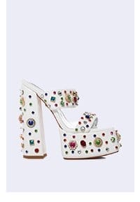 AZALEA WANG BREEZE EMBELLISHED CHUNKY SANDAL IN WHITE