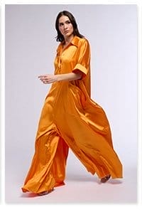 SHES RICH OVERSIZED SATIN JUMPSUIT IN ORANGE