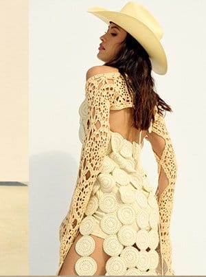 LONG SLEEVE CROCHET BOLERO IN BEIGE