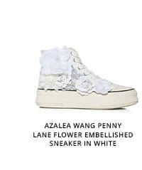 AZALEA WANG PENNY LANE FLOWER EMBELLISHED SNEAKER IN WHITE