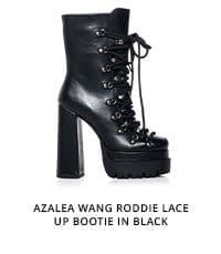 AZALEA WANG RODDIE LACE UP BOOTIE IN BLACK